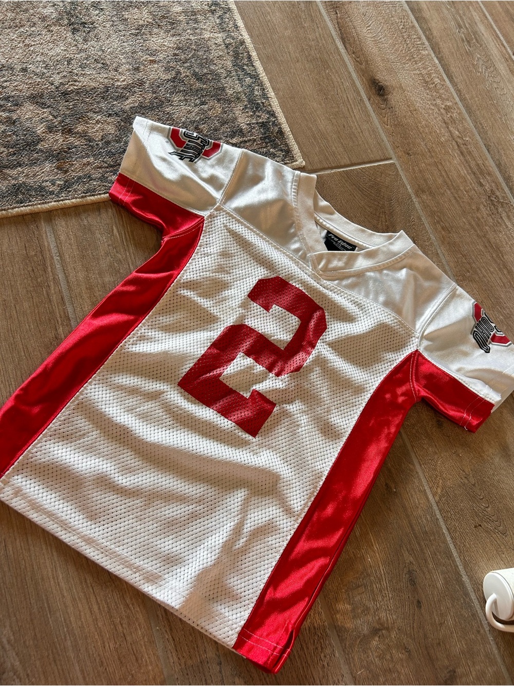 Pro Edge White and Red Kids Football Jersey with Number 2